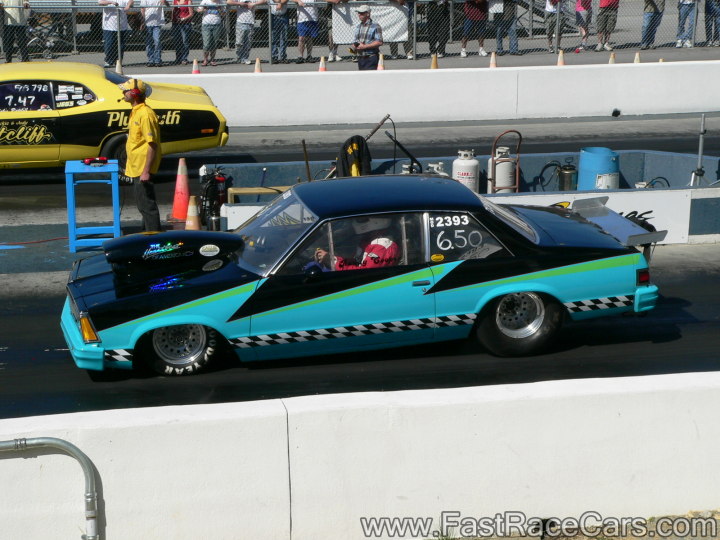 Blue and Black Pontaic Grand Prix Drag Car