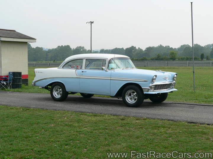 Blue and White 1956 Chevrolet Bel Air