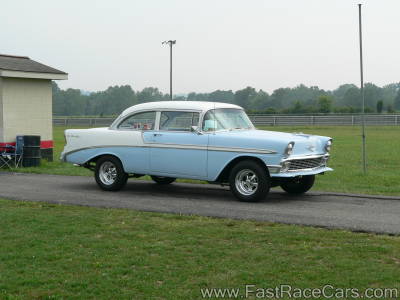 Blue and White 1956 Chevrolet Bel Air