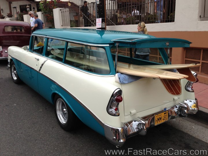 Blue and White 1956 Chevrolet Wagon