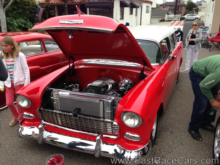 Red and White 1955 Chevrolet Bel Air Wagon