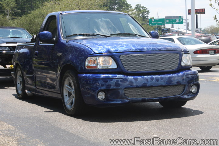 Custom Blue Ford Lightning with Ghost Flames