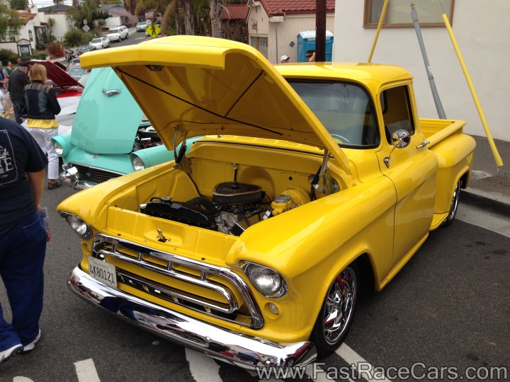 Yellow 1950s Chevrolet Step-side Pickup Truck