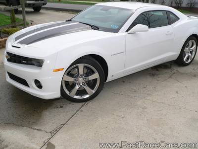 White 2010 Camaro SS LS3 with Black Stripes