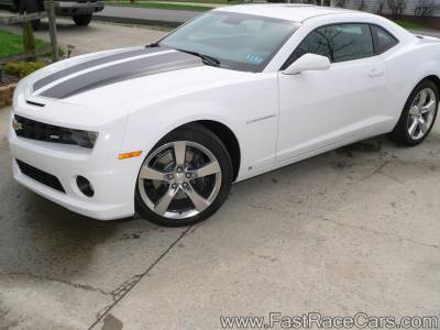 White 2010 Camaro SS LS3 with Black Stripes