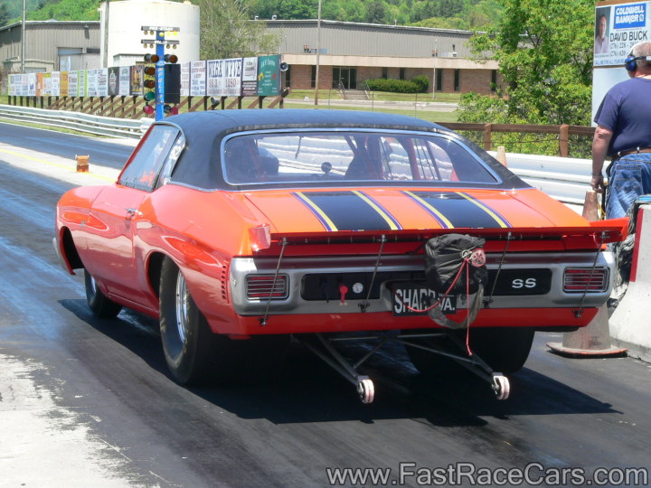 Orange Chevelle Drag Car with Black Vinyl Top
